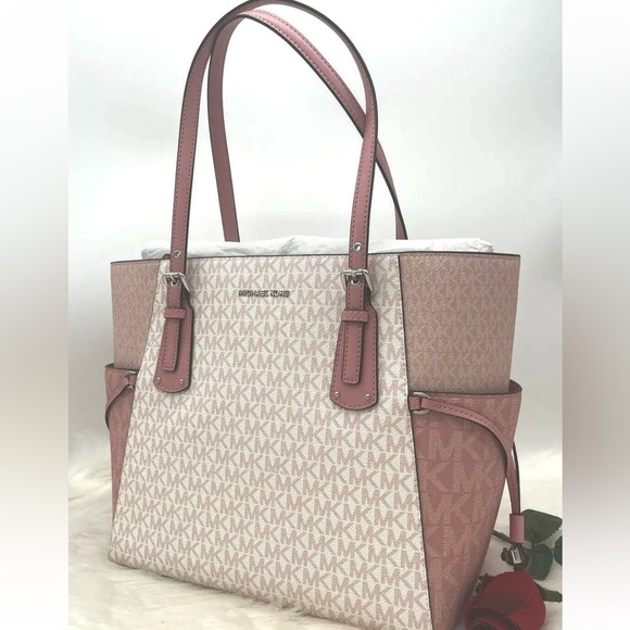 AUTH NWT MICHAEL Michael Kors Voyager Monogram ColorBlock Tote Bag-PrimroseMulti - Picture 2 of 11